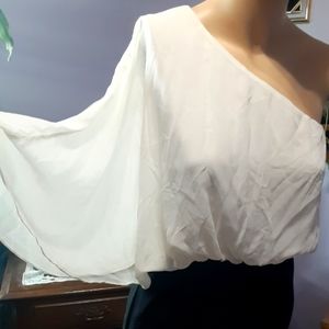 One shoulder black and white dress